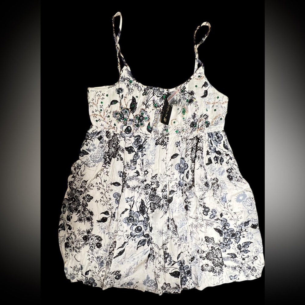 Chaudry KC Sequin Babydoll Bubble Hem Mini Dress - Boho